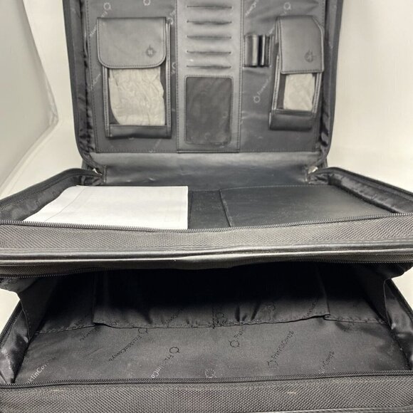 FRANKLIN Covey Black Nylon with leather trim Laptop Briefcase NEW - Picture 9 of 12